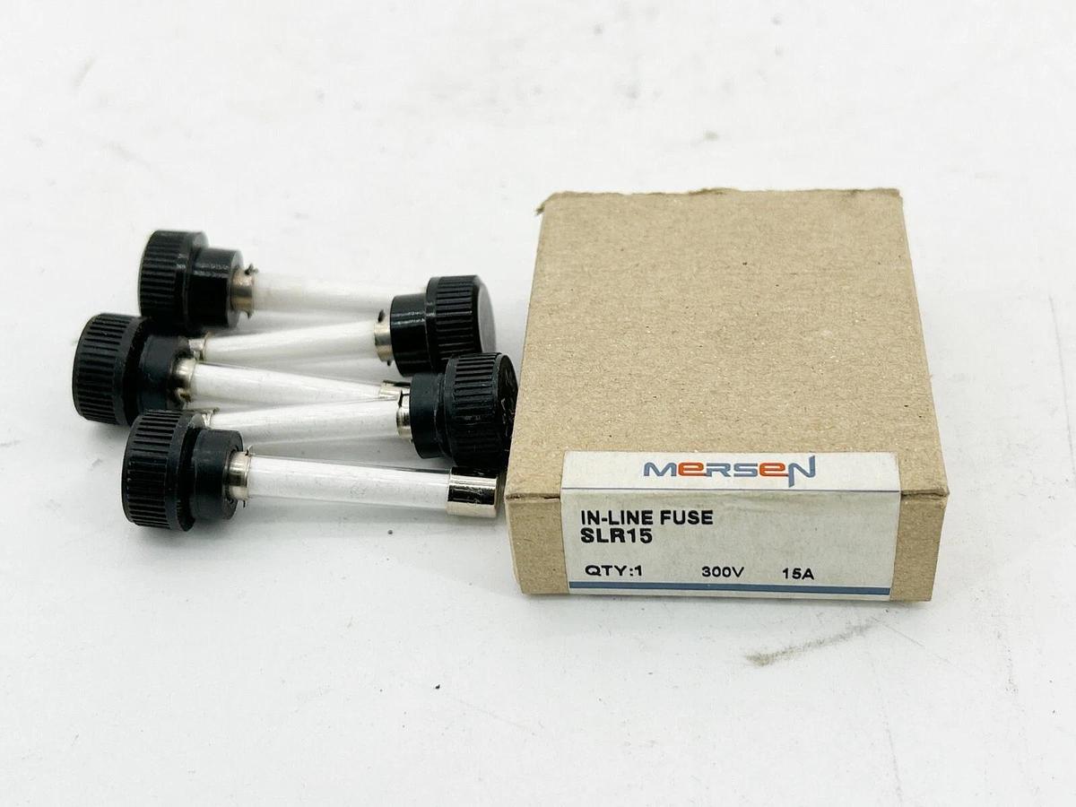 New Lot of 5 Mersen SLR-15 Glass Fuse 15A 300V