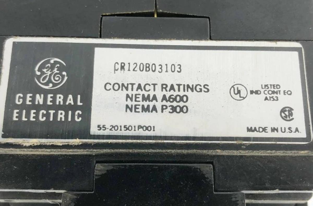 New General Electric CR120B03103 Industrial Relay 230V 10A 600V Max - No Box