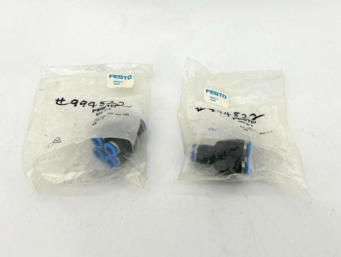 Lot of 2 New Festo QSQ-8-6 Fittings For Tube PUN and PAN, 153210