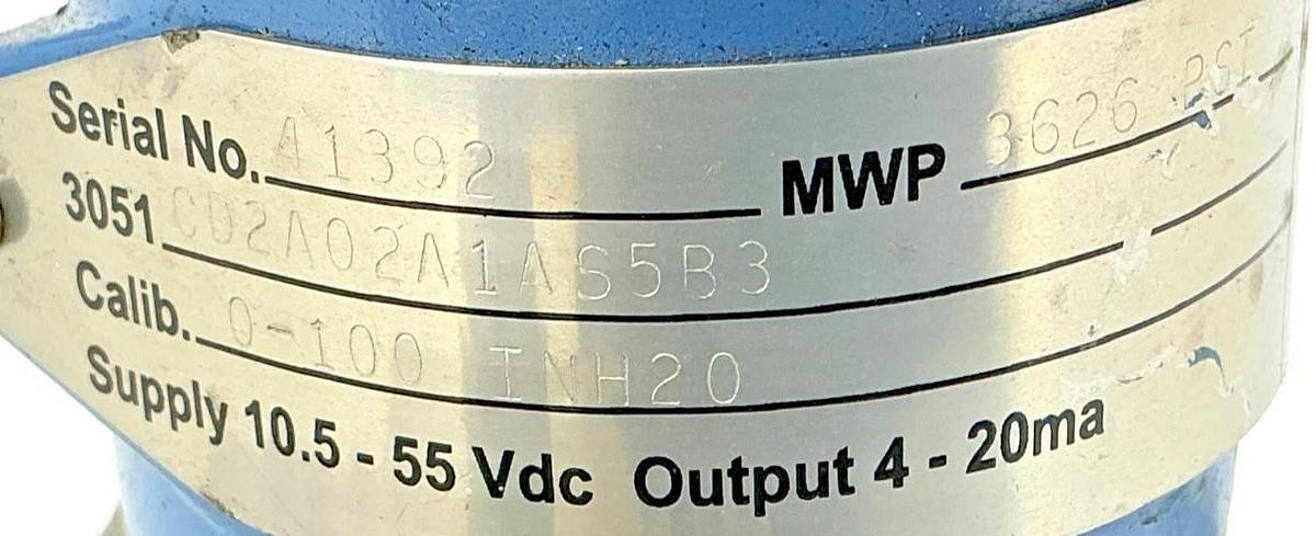 Used Rosemount 3051CD2A02A1AS5B3 Pressure Transmitter 3626PSI 10.5-55VDC
