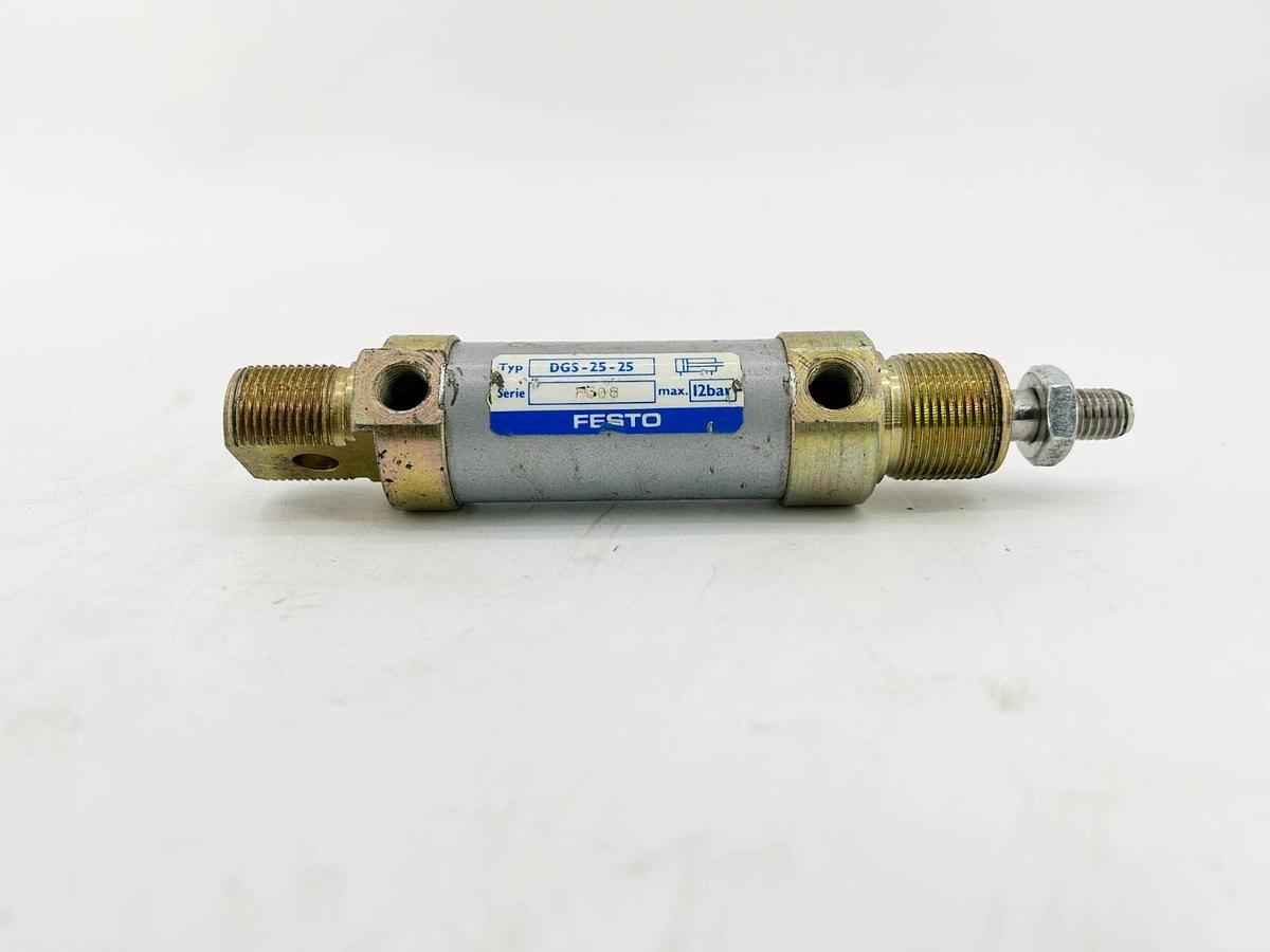 Used Festo DGS-25-25 Pneumatic Cylinder 12Bar 25mm Stroke 25mm Bore