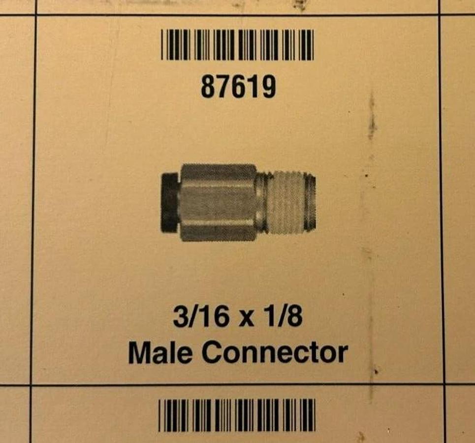 Lot of 10 New Lawson 87619 Male Connectors, 3/16" x 1/8", 290PSI