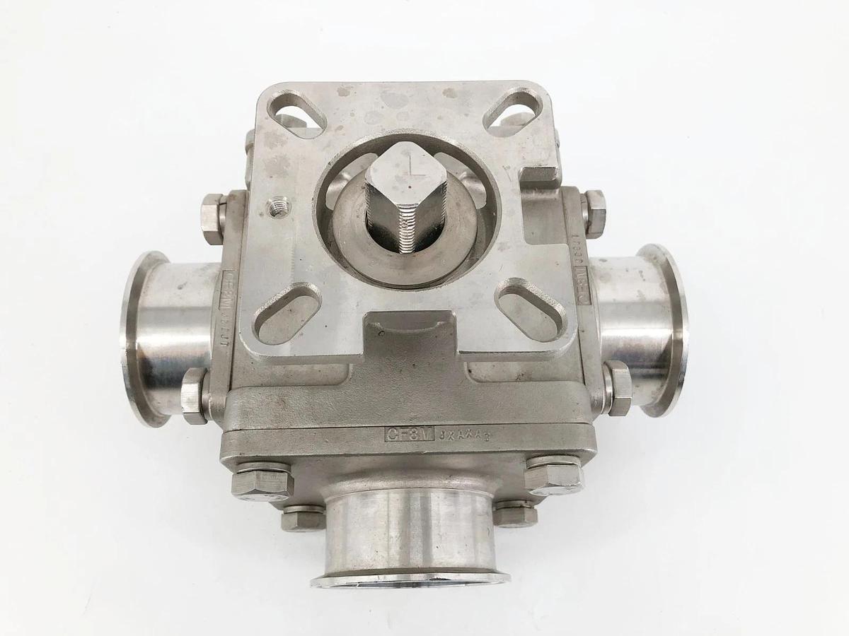 Used Haitima 3" CF8M 1000WOG Ball Valve 3-Way Stainless Steel