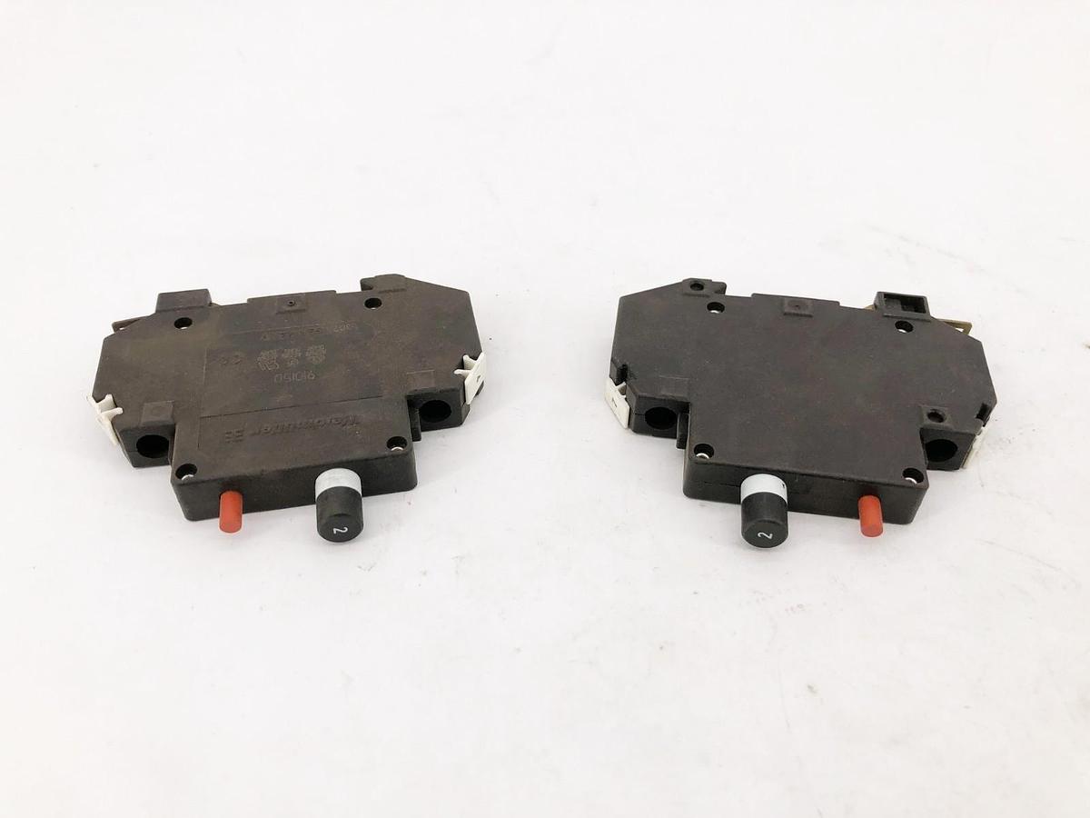 Used Lot of 2 Weidmuller 910150 Circuit Breakers 2A 250VAC 65VDC 1 Pole 5307