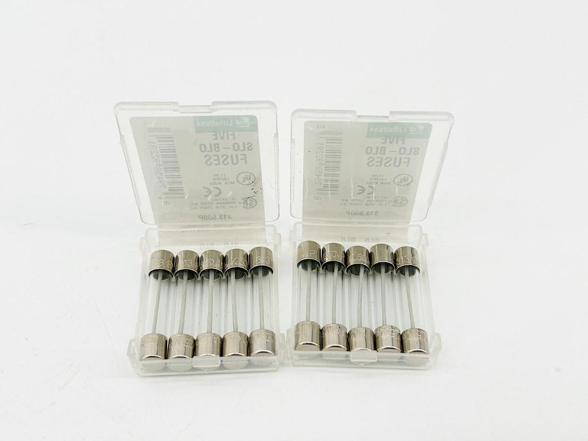 New Lot of 10 313.500P SLO-BLO Glass Fuse 5/10A 250V