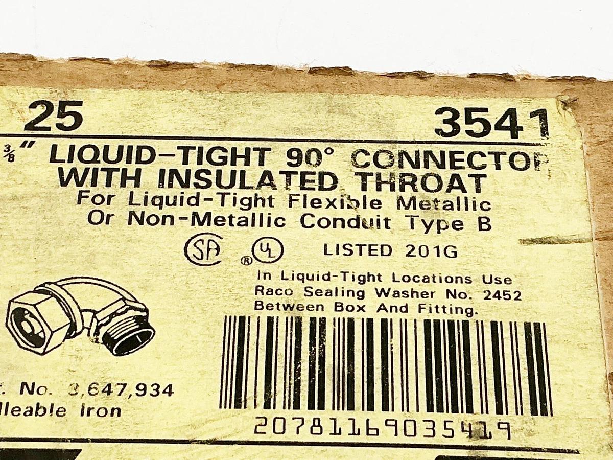 New Lot of 11 Hubbell 3541 Liquid Tight 90 Deg Connector 3/8" - No Box