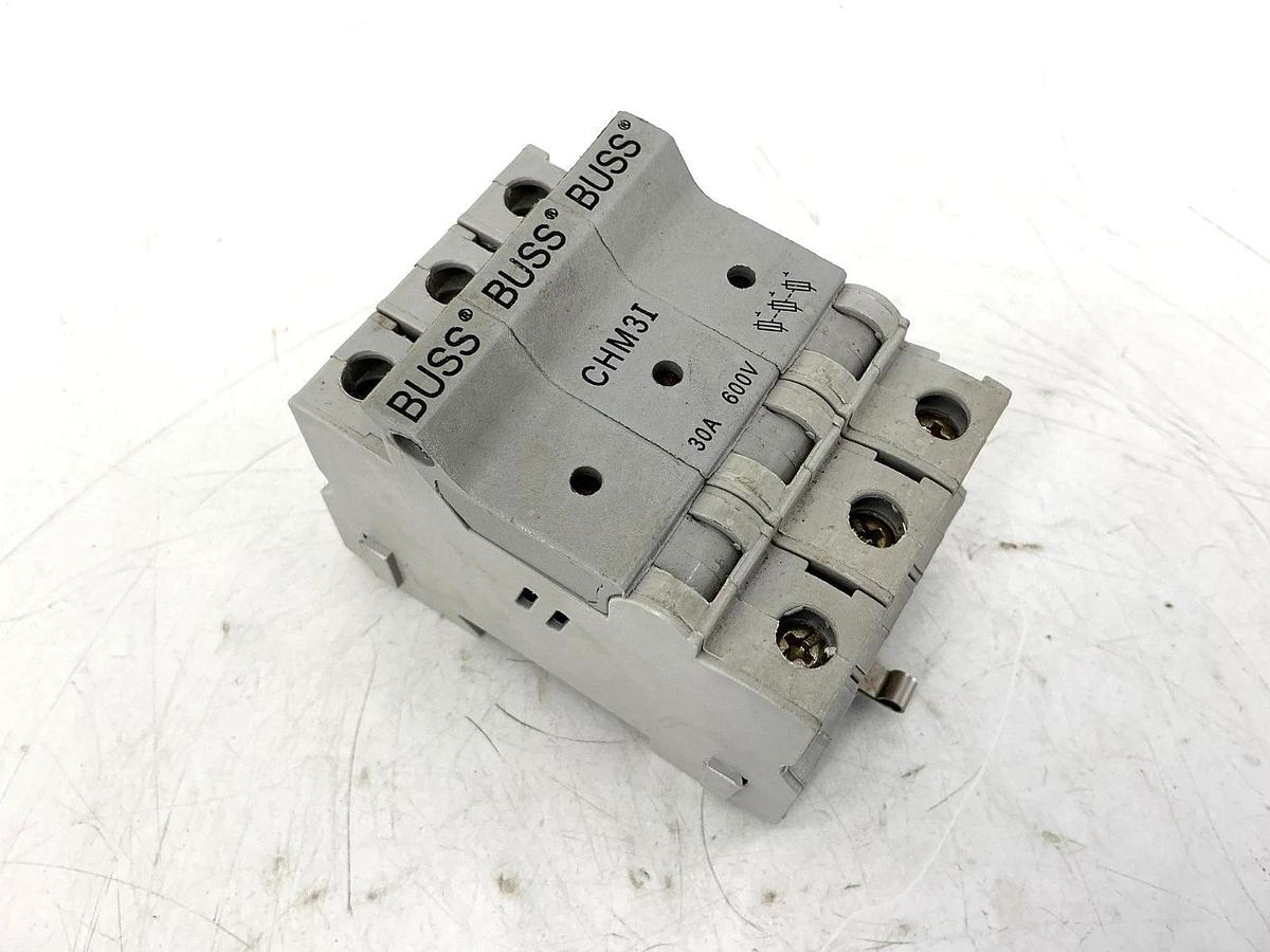 Used Bussmann CHM3I Fuse Holder Wire Range: 8-18AWG 3-Pole 30A 600VAC