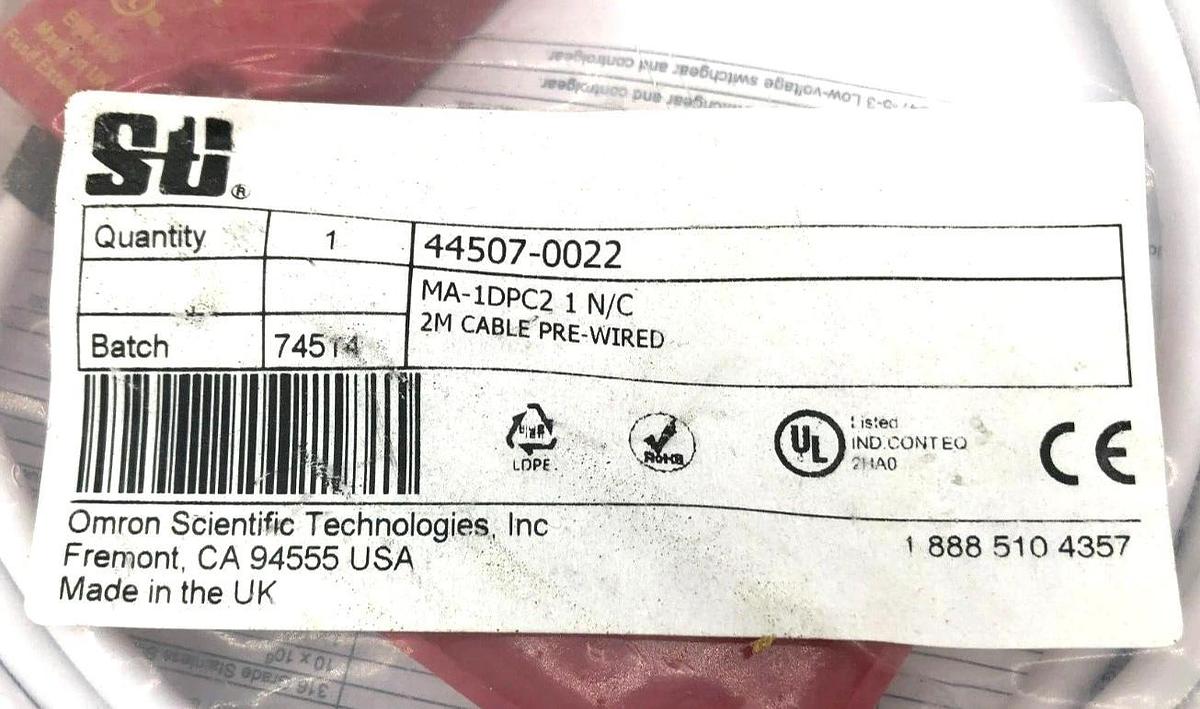 New Omron MA-1DPC2 Magnetic Door Interlock Switch 2M Cable Prewired 44507-0022