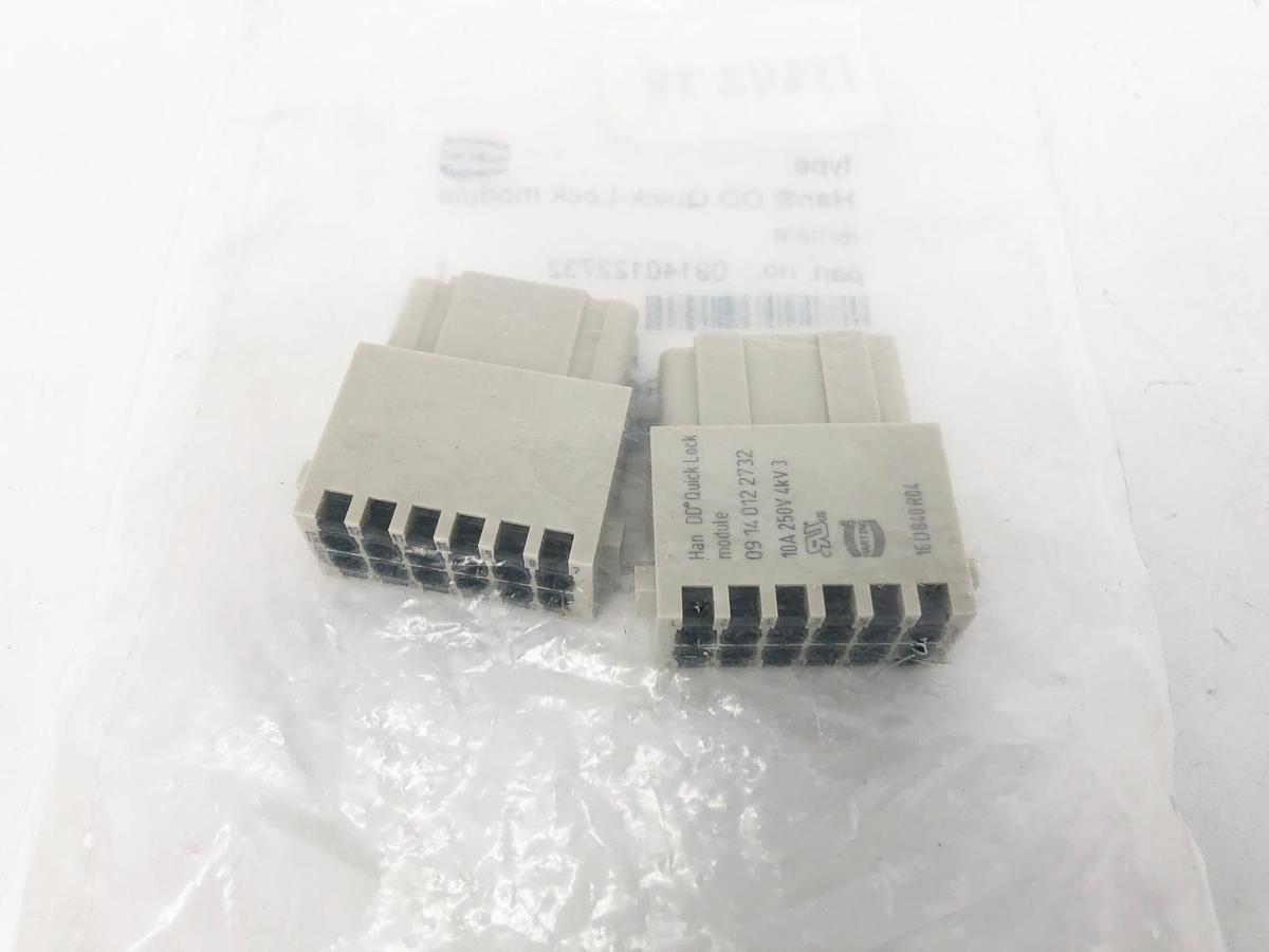Bag of 2 New Harting 09140122732 Han DD Quick-Lock Modules Female 10A 250V