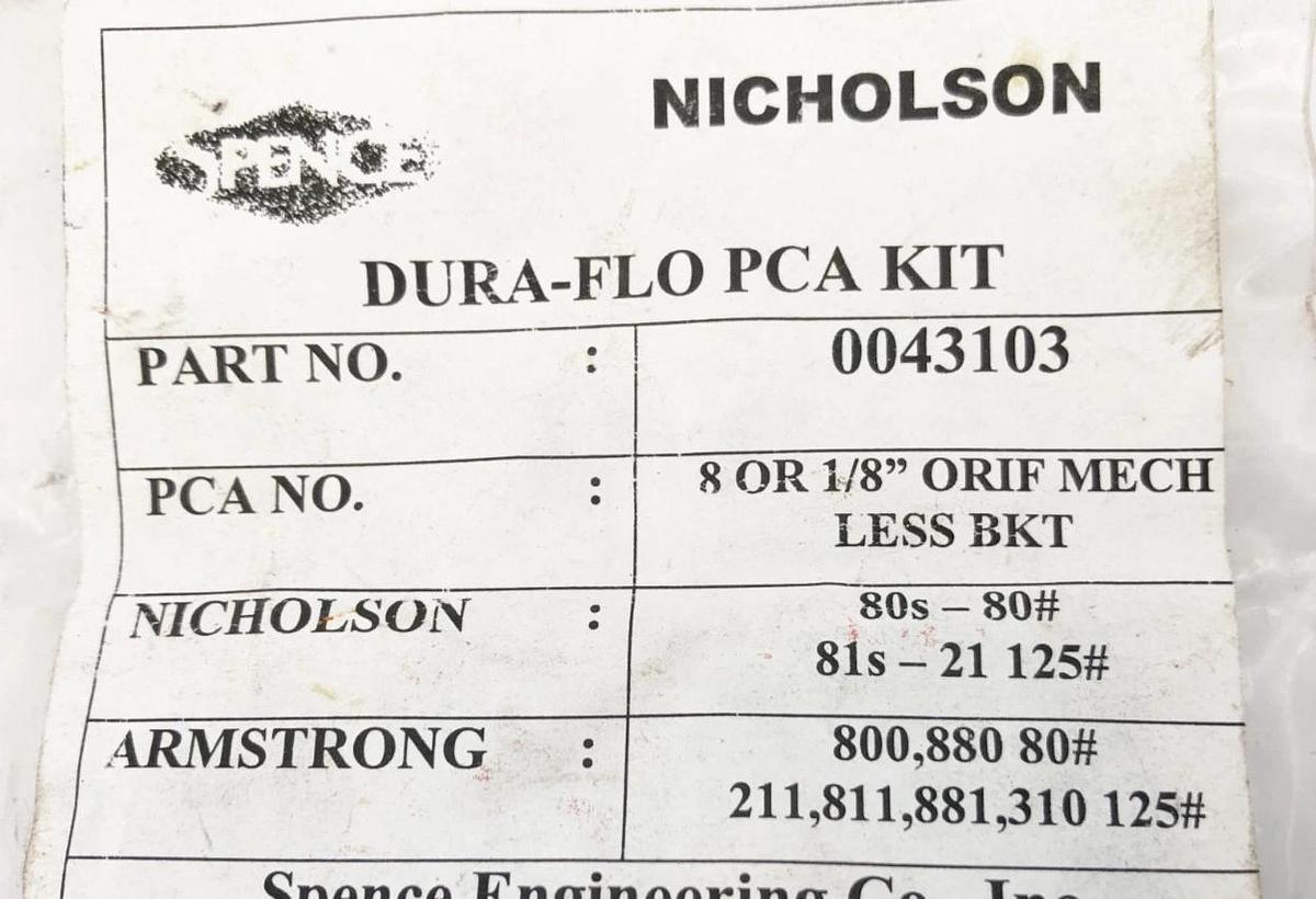 New Spence Nicholson 0043103 Repair Kit 8 OR 1/8" ORIF MECH LESS BKT