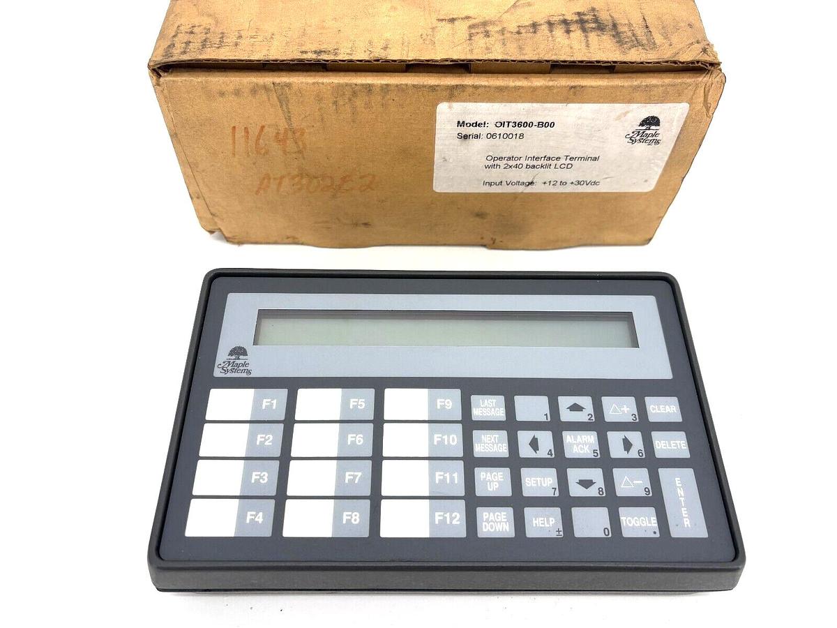 Maple Systems OIT3600-B00 Operator Interface Terminal 2x40 backlit LCD 12-30VDC