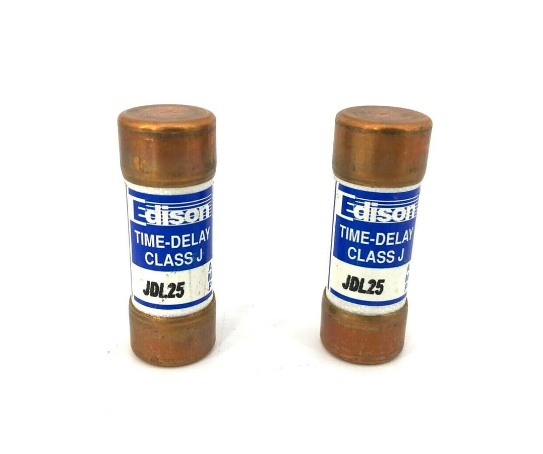 Lot of 2 New Edison JDL25 Time Delay Fuses, 600VAC, 25A, Class J