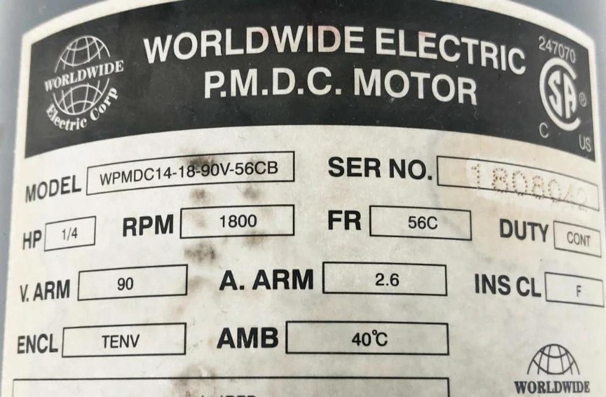 New Worldwide Electric WPMDC14-18-90V-56CB PMDC Motor 1/4 HP 1800rpm - No Box