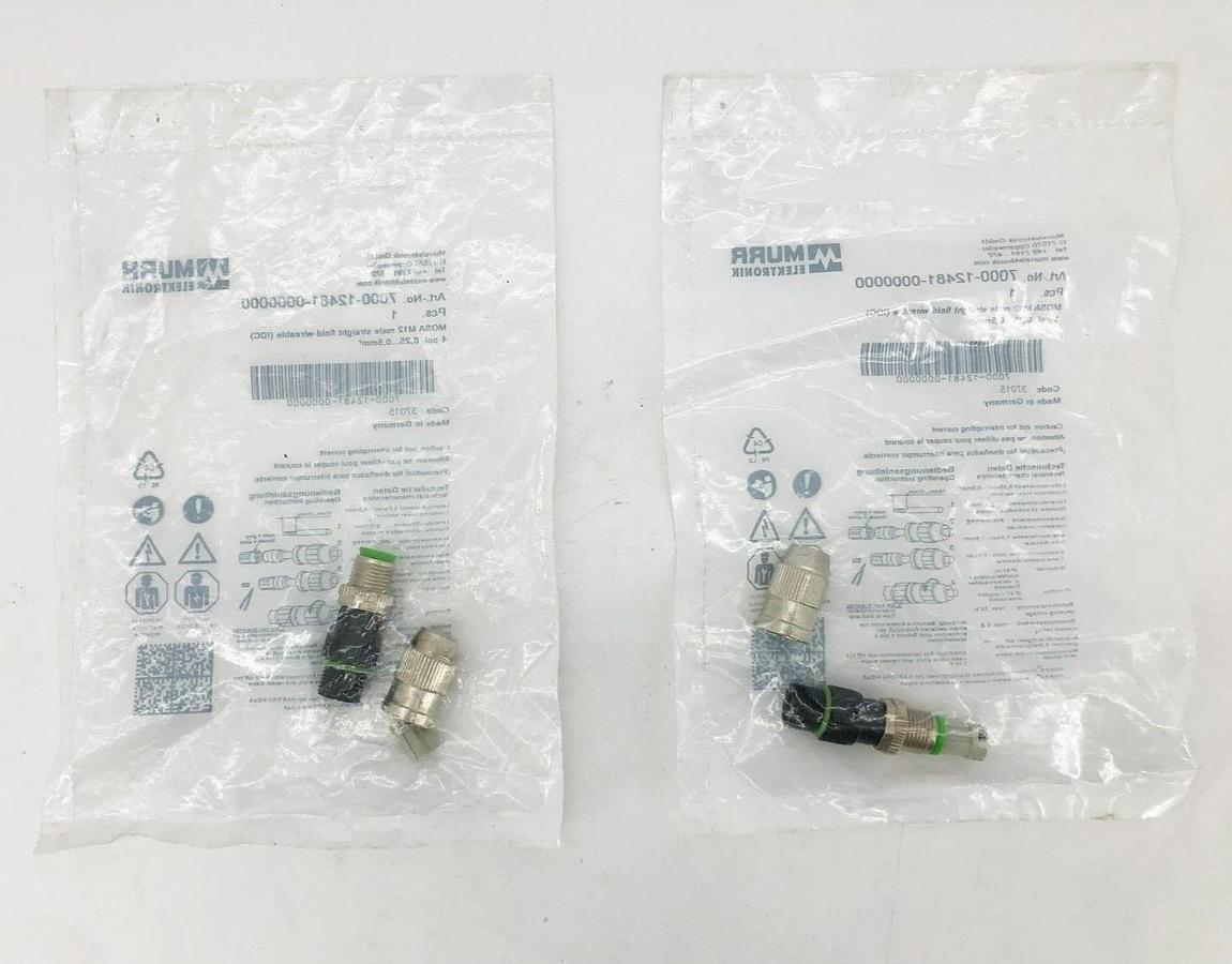 Lot of 2 New Murr Elektronik 7000-12481-0000000 Connectors M12 Straight Field 4P