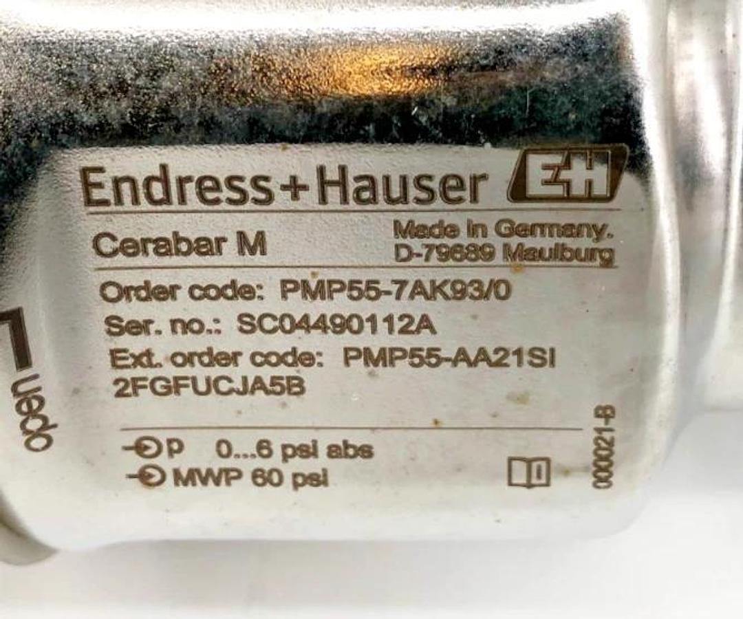 Used Endress + Hauser Cerabar M PMP55-7AK93/0 Pressure Transmitter 11.5-35VDC