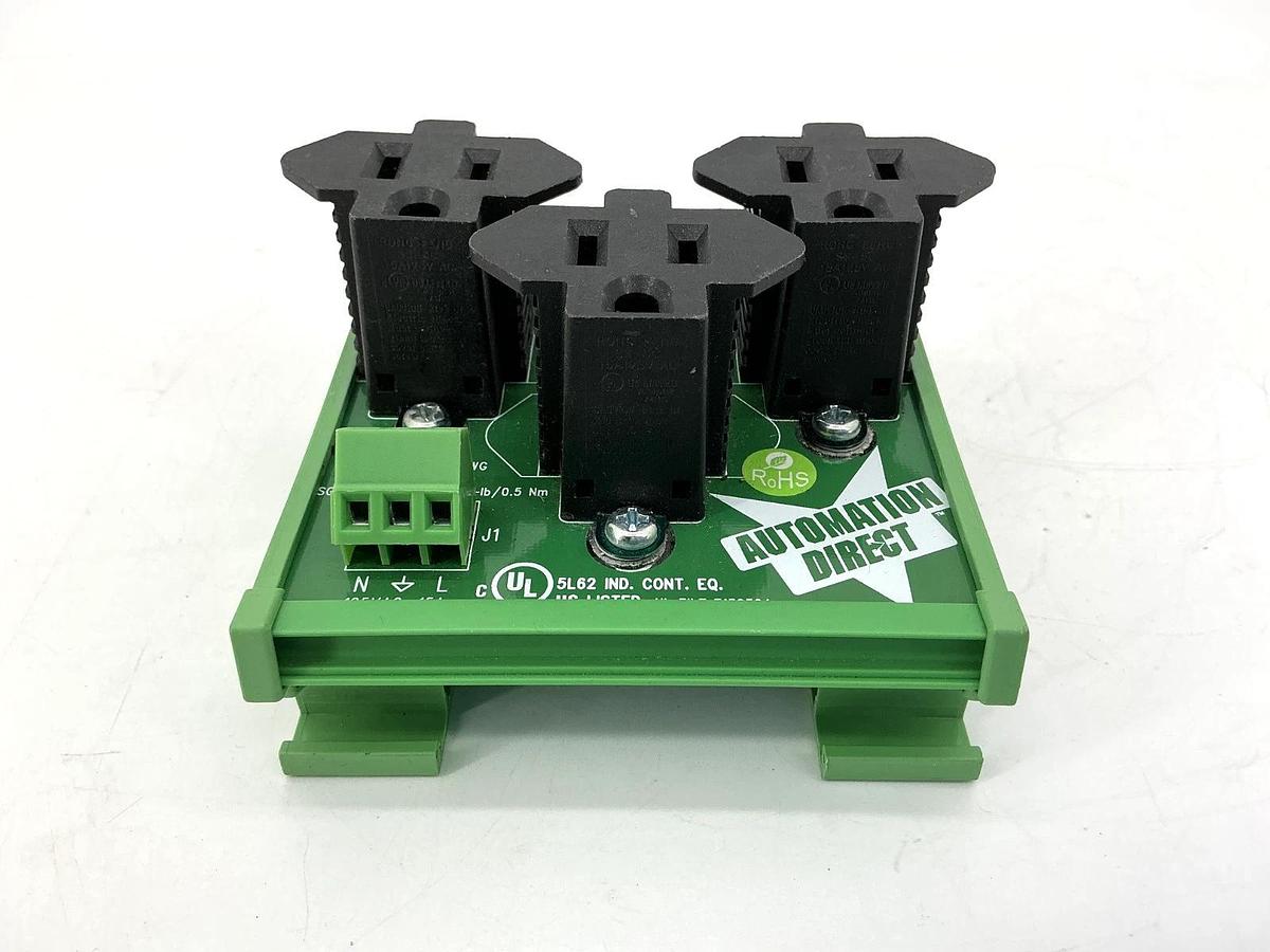 Lot of 2 New Facts Engineering FA-REC3 DIN Rail Receptacle 3-Outlet 15A 125VAC