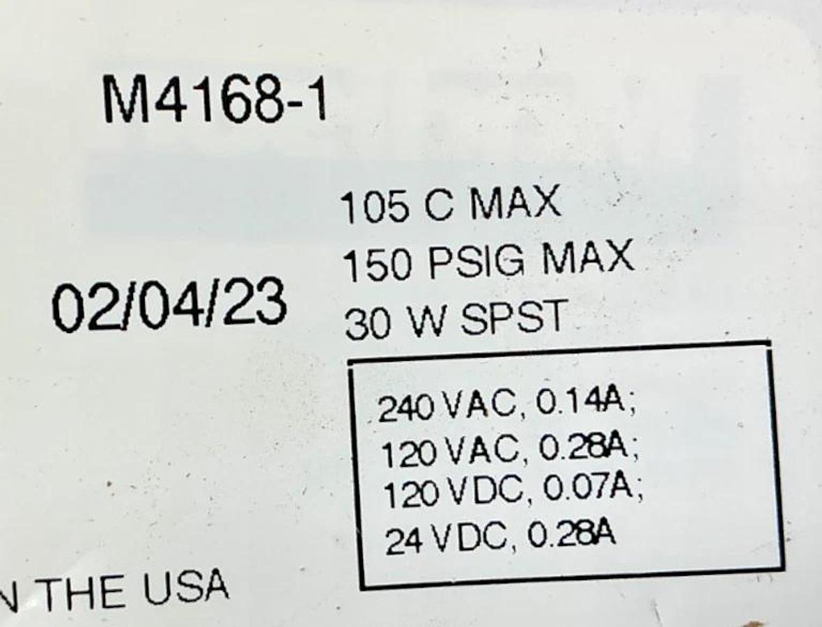 New Madison M4168-1 Float Level Switch 30W 150PSIG 0.14A 240VAC M41681 - No Box