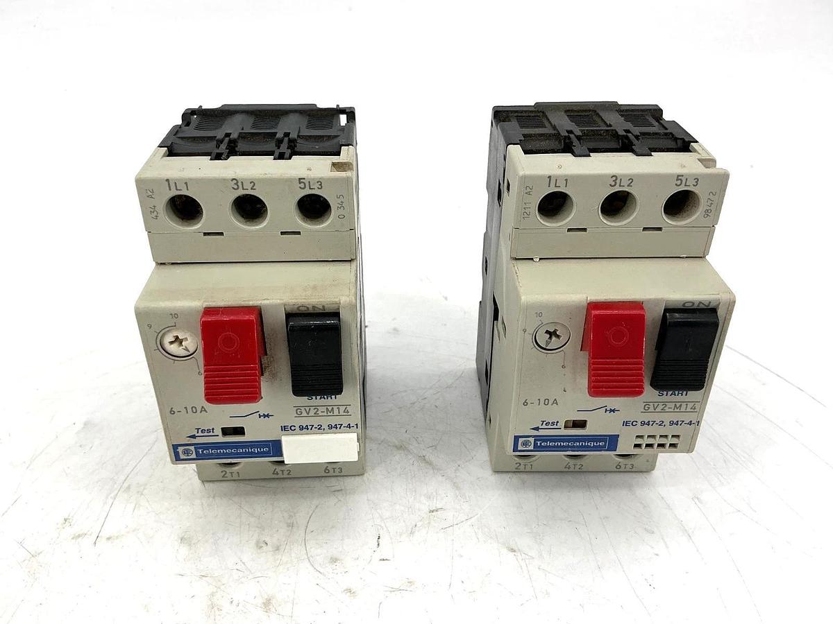 Used Lot of 2 Telemechanique GV2-M14 Manual Motor Starter 6-10A 690V 50/60HZ