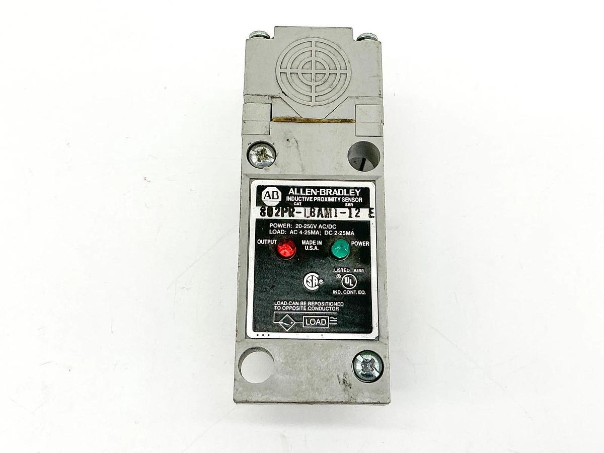 Used Allen Bradley 802PR-LBAM1-12 Inductive Proximity Switch 250V Ser.E-Missing Parts