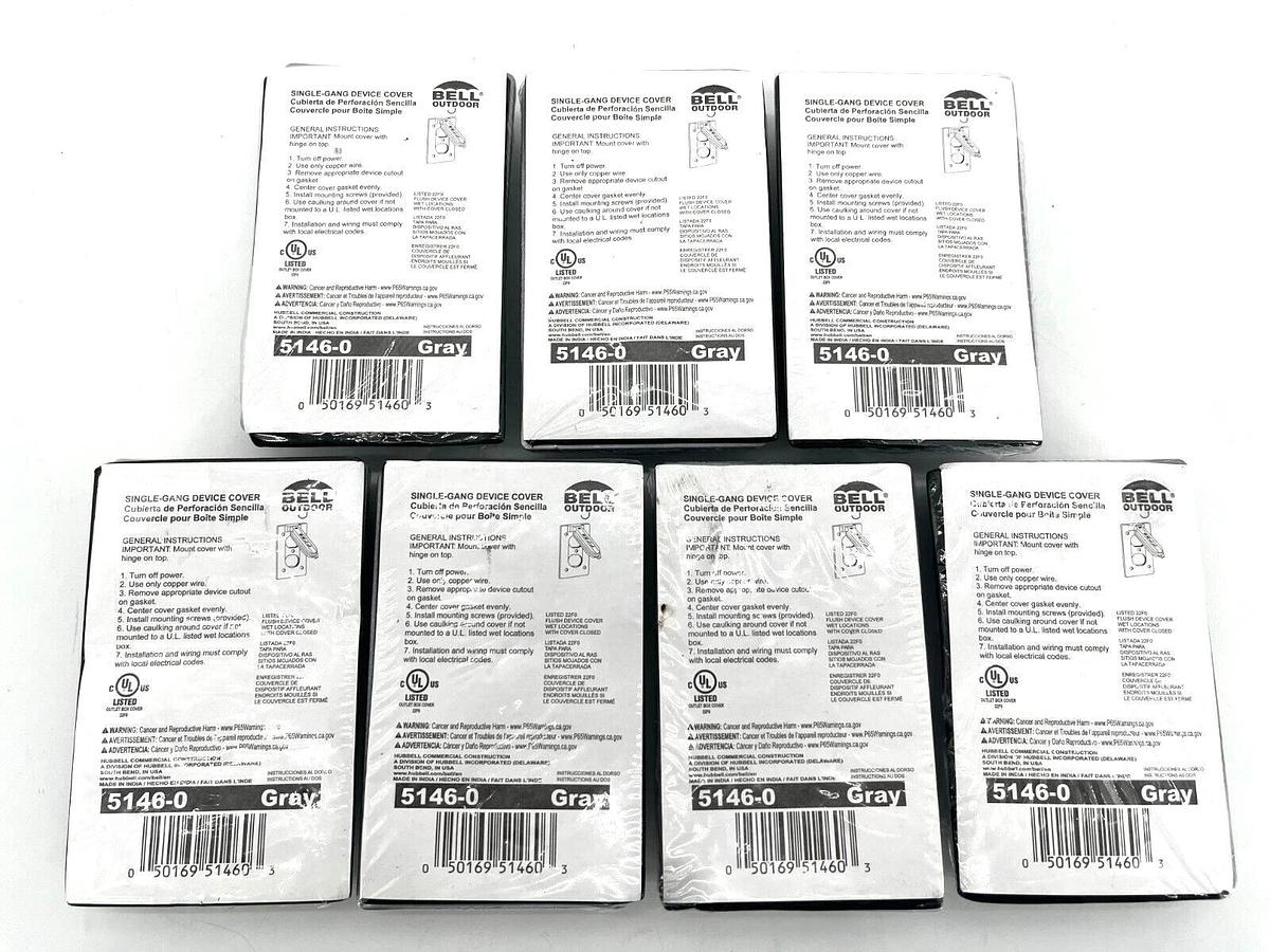 Lot of 7 New Hubbell Bell 5146-0 Single-Gang Weatherproof Device Cover