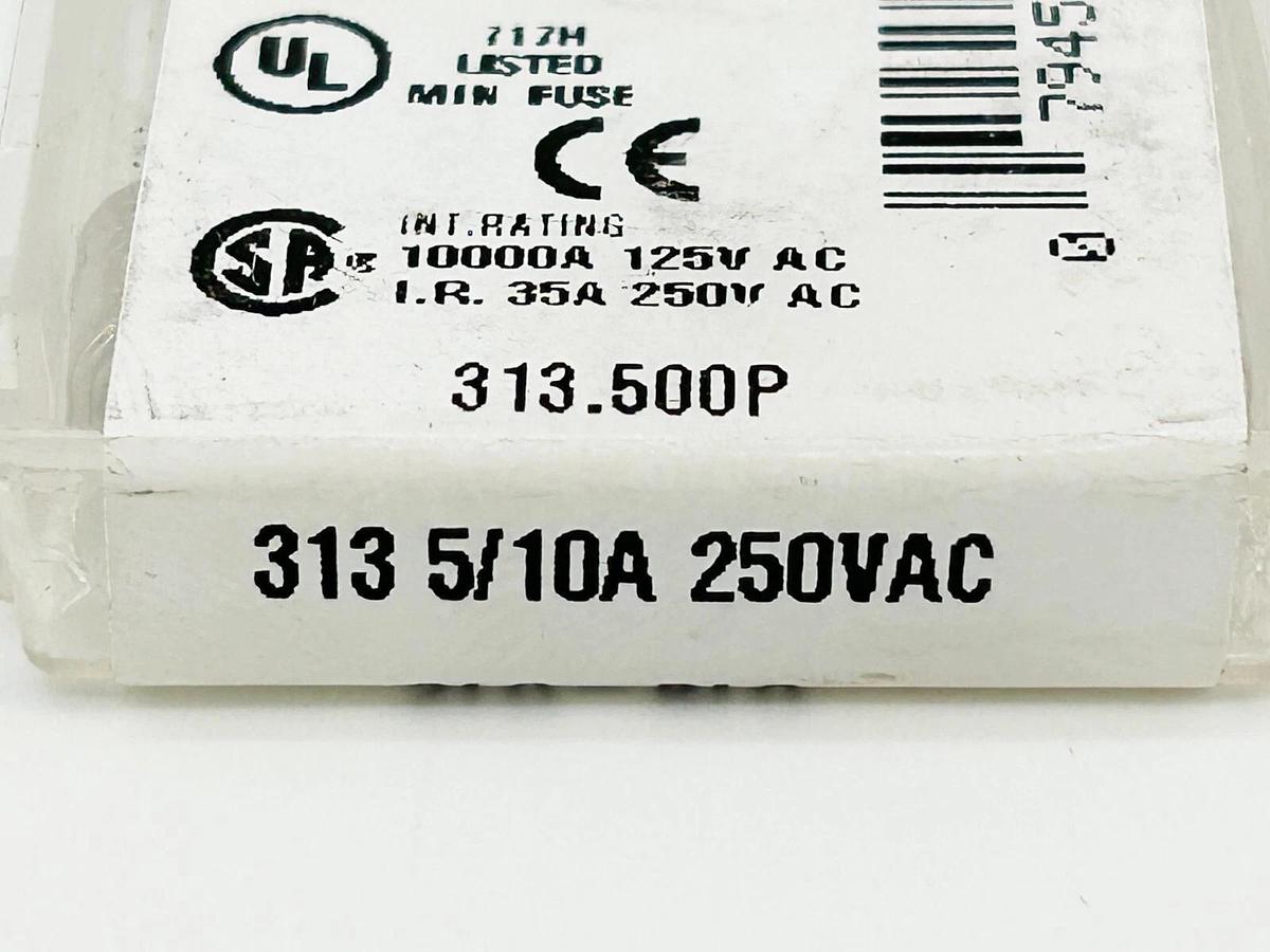 New Lot of 10 313.500P SLO-BLO Glass Fuse 5/10A 250V