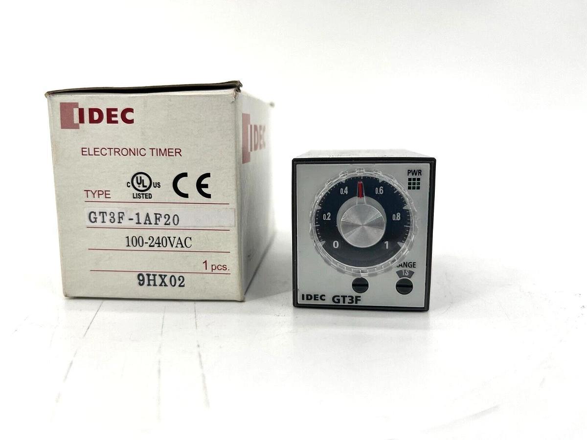 New IDEC GT3F-1AF20 Plug-In Timer 0.1s-600s Range 8-Pin SPDT 100-240VAC
