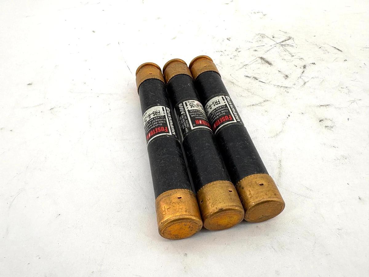 Lot of 3 New Bussmann Fusetron FRS-R-25 Fuses 25A 600VAC - No Box