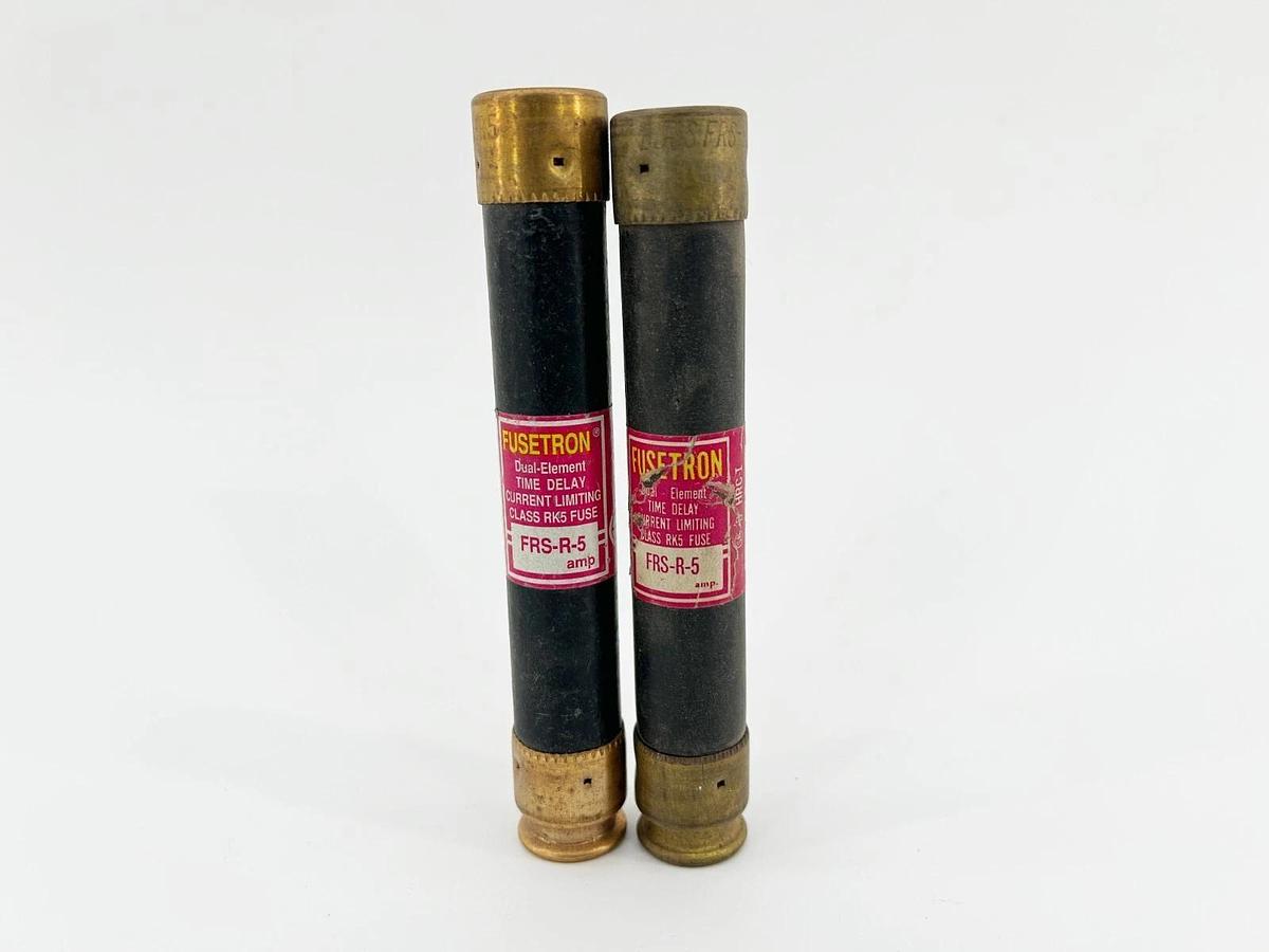 New Lot of 2 Bussmann FRS-R-5 Time Delay Fuse 5A 600V RK5 - No Box