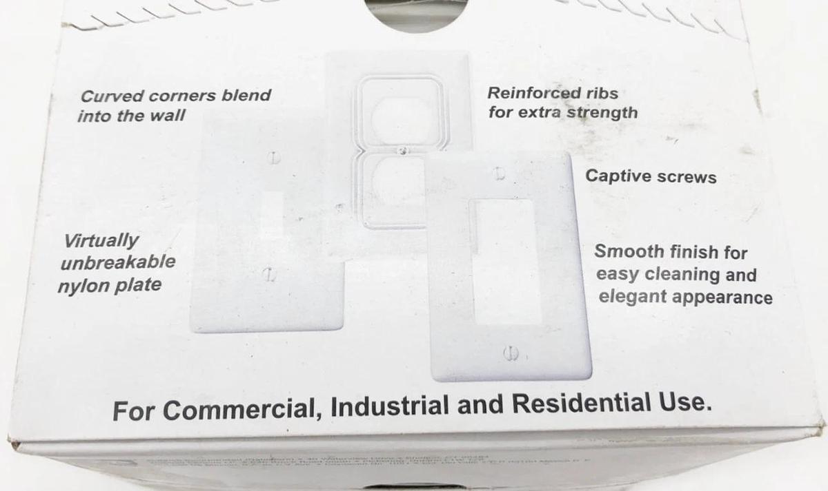 Box of 25 New Hubbell NP82W 2-Gang Wallplates White Nylon