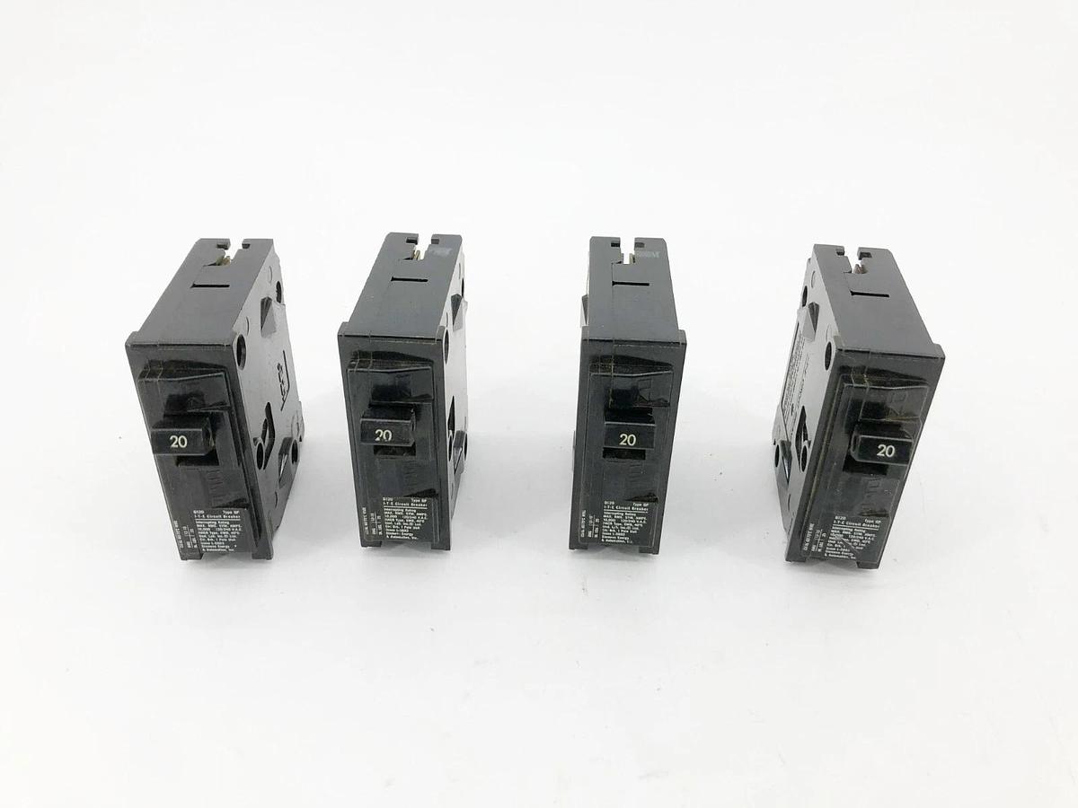 Used Lot of 4 ITE QP120 Circuit Breakers 20A 120/240V 1 Pole Q120