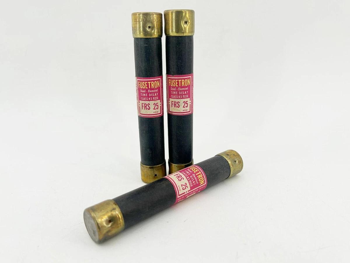 Used Lot of 3 Bussmann FRS-25 Time Delay Fuse Dual Element 25A 600V Class K5