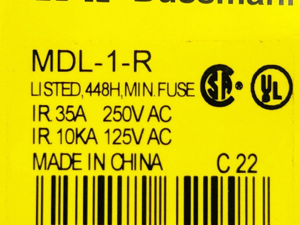 New Lot of 5 Bussmann MDL-1-R 250V 1A
