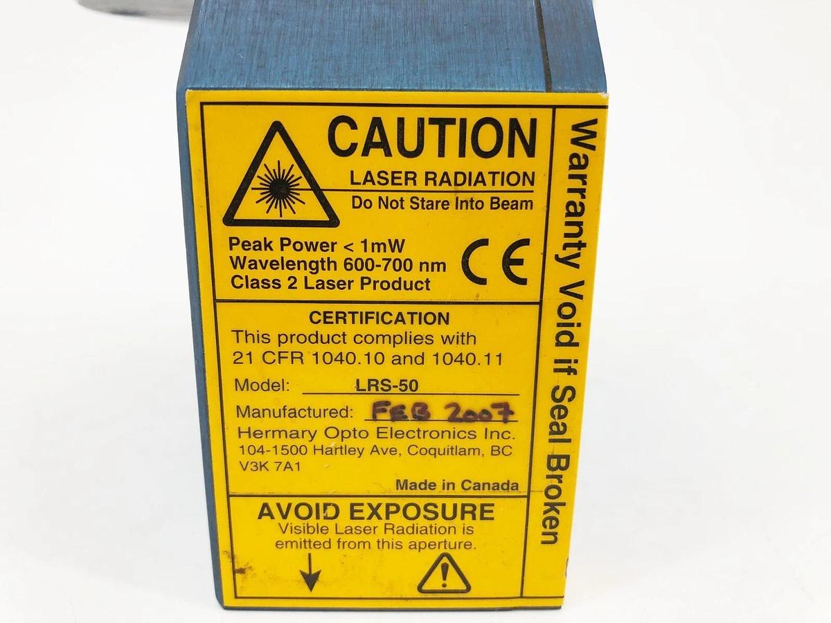 Used Hermary Opto LRS-50 Compact Single-Point Laser Range Sensor 130" Range 24VDC