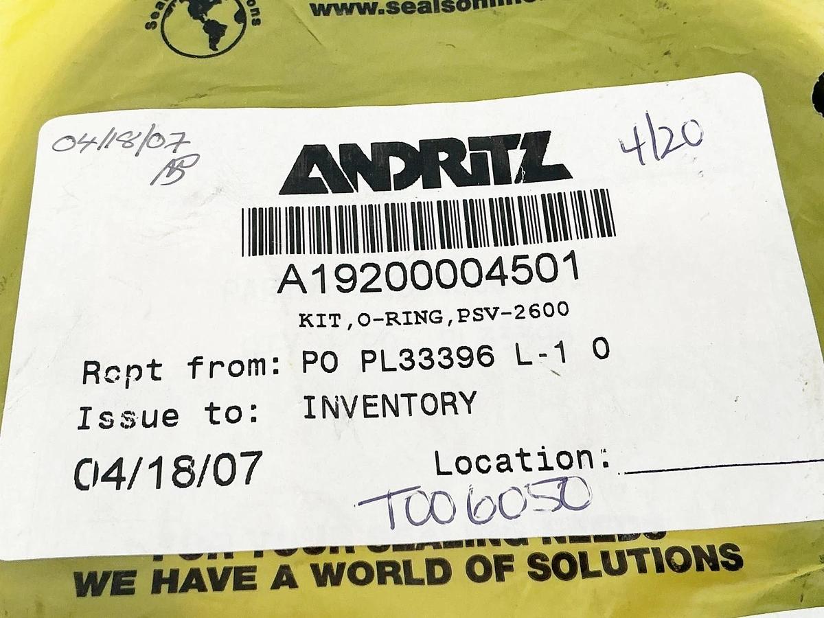 New Andritz A19200004501 O-Ring Kit PSV-2600