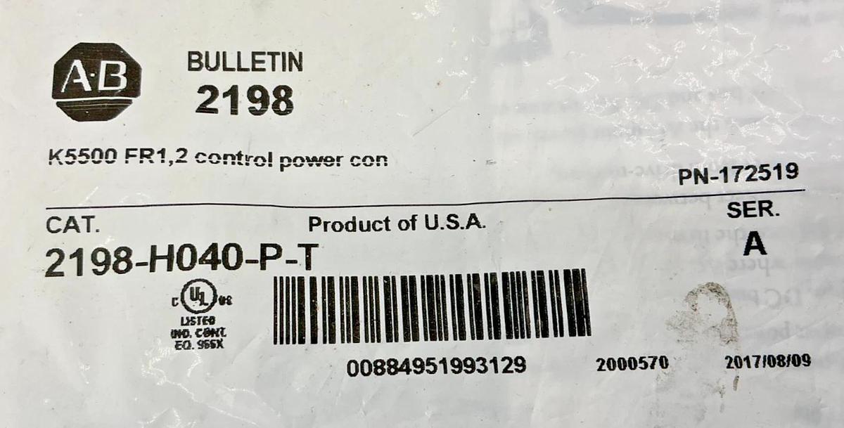 New Allen Bradley 2198-H040-P-T Ser A 2 Control Power Connector 2198H040PT