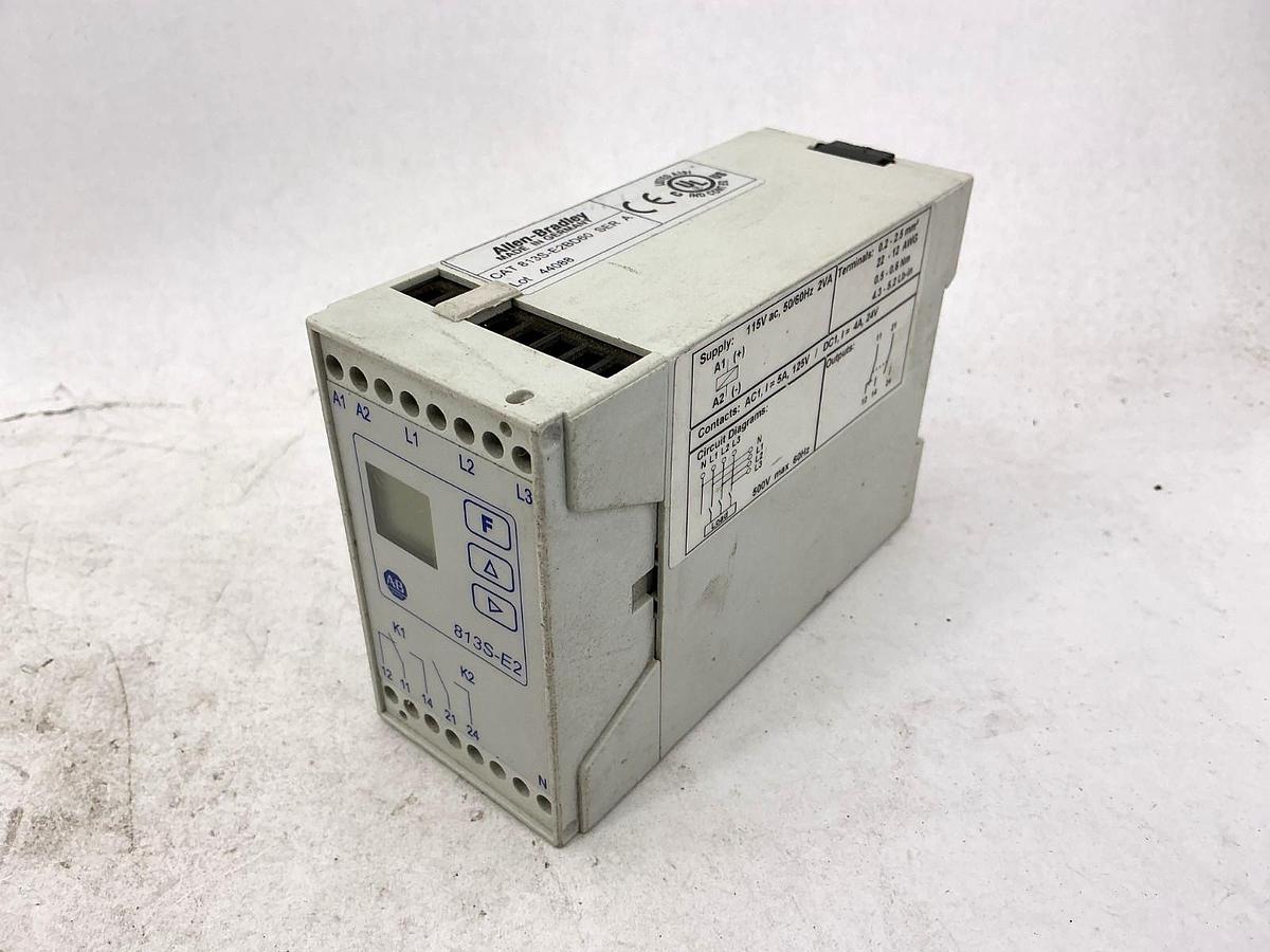 Used Allen Bradley 813S-E2BD60 Ser A Phase Monitor 115V 50/60HZ 500V Max