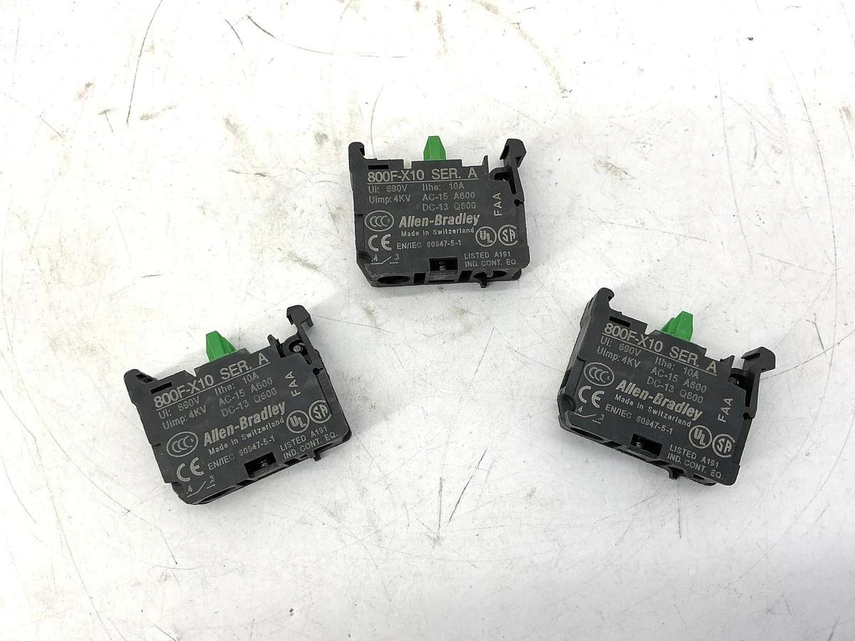 Lot of 3 New Allen Bradley 800F-X10 Ser A Contact Block / Cartridge 1NO 10A 690V