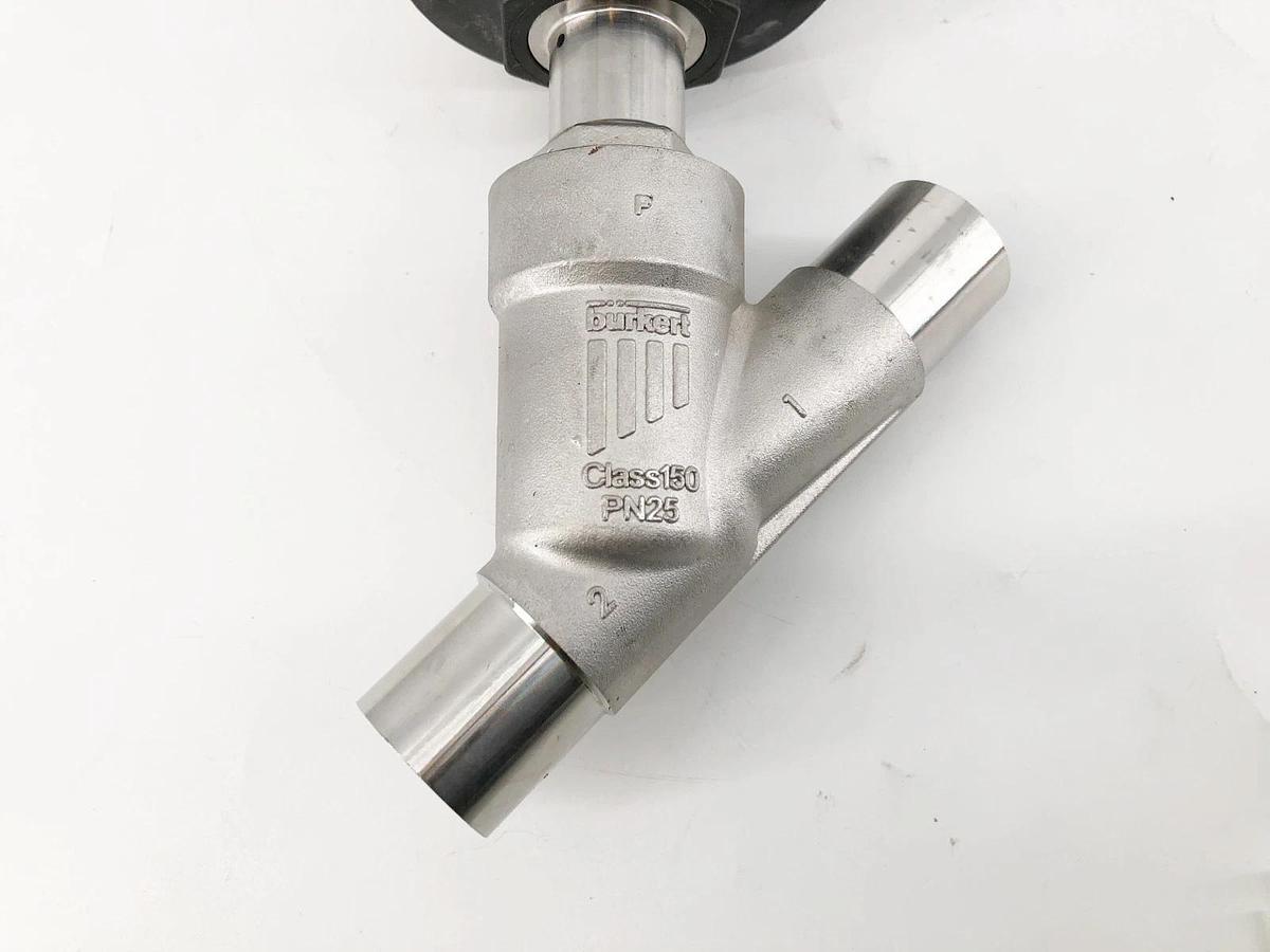 Used Burkert 2100A-PTFE-Kv18 Valve w/ 8691-E3-..-0PU02 Single Act Pilot 00186622