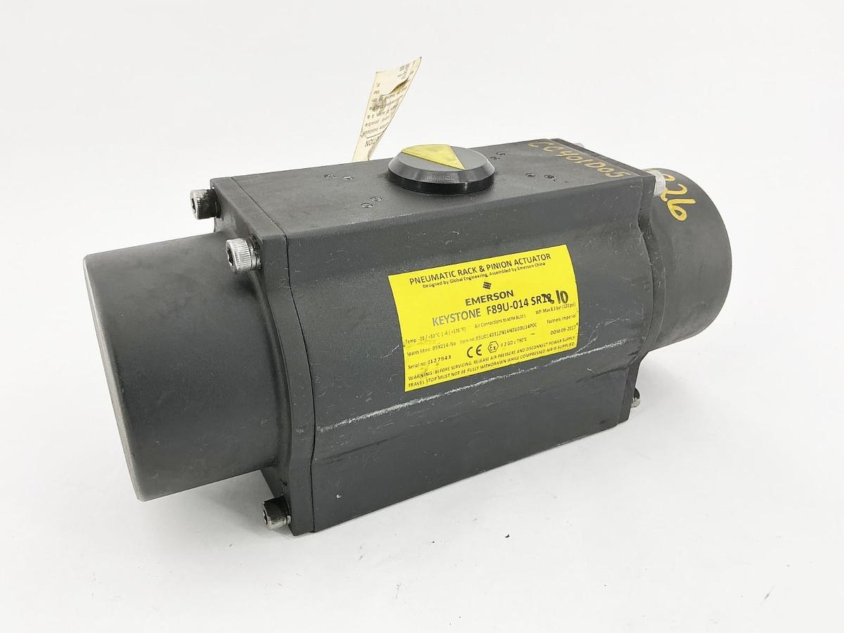 Used Emerson F89U-014SR10 Pneumatic Rack & Pinion Actuator 120PSI