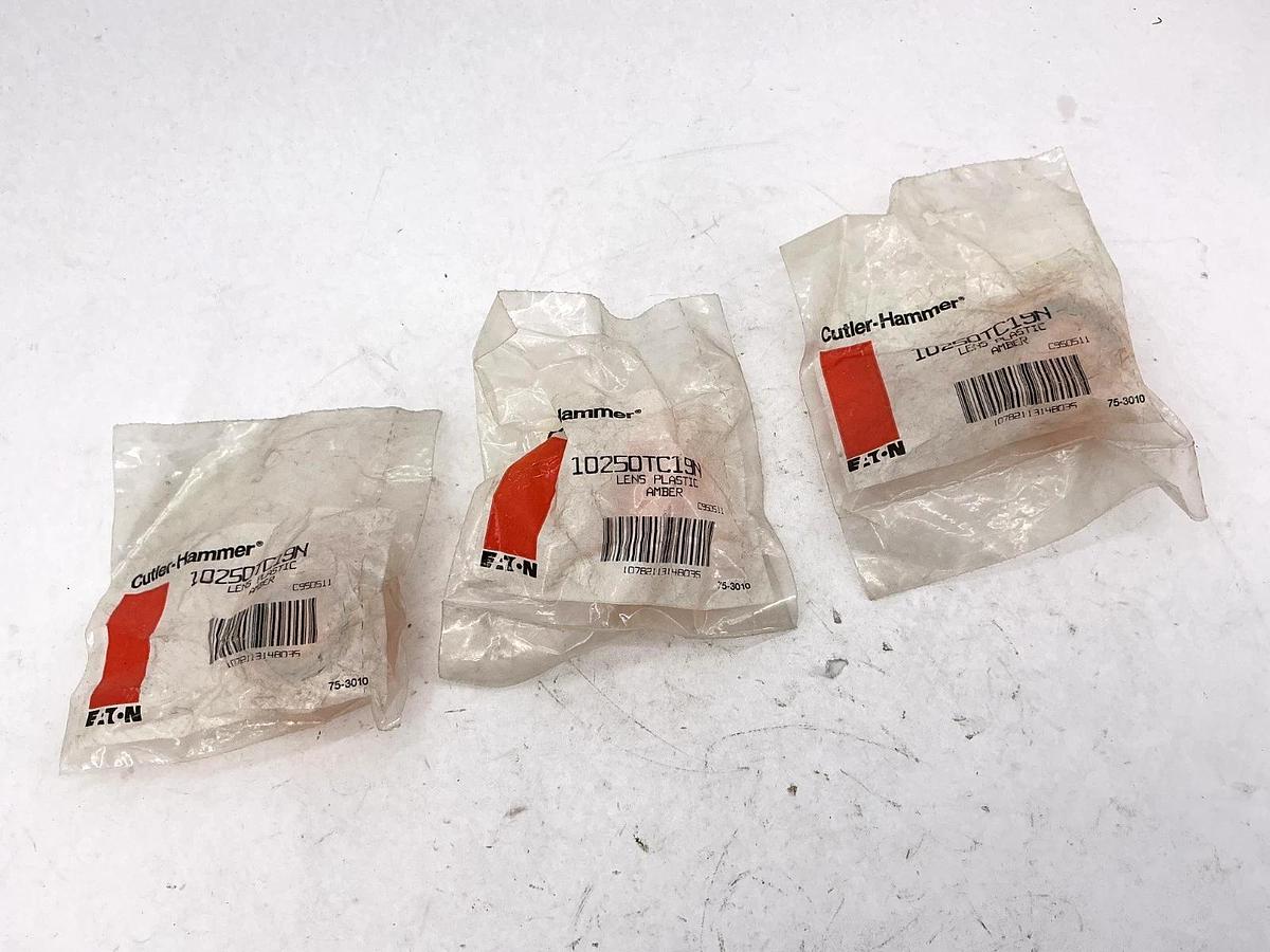 Lot of 3 New Cutler-Hammer 10250TC19N Lens Plastic Amber Eaton