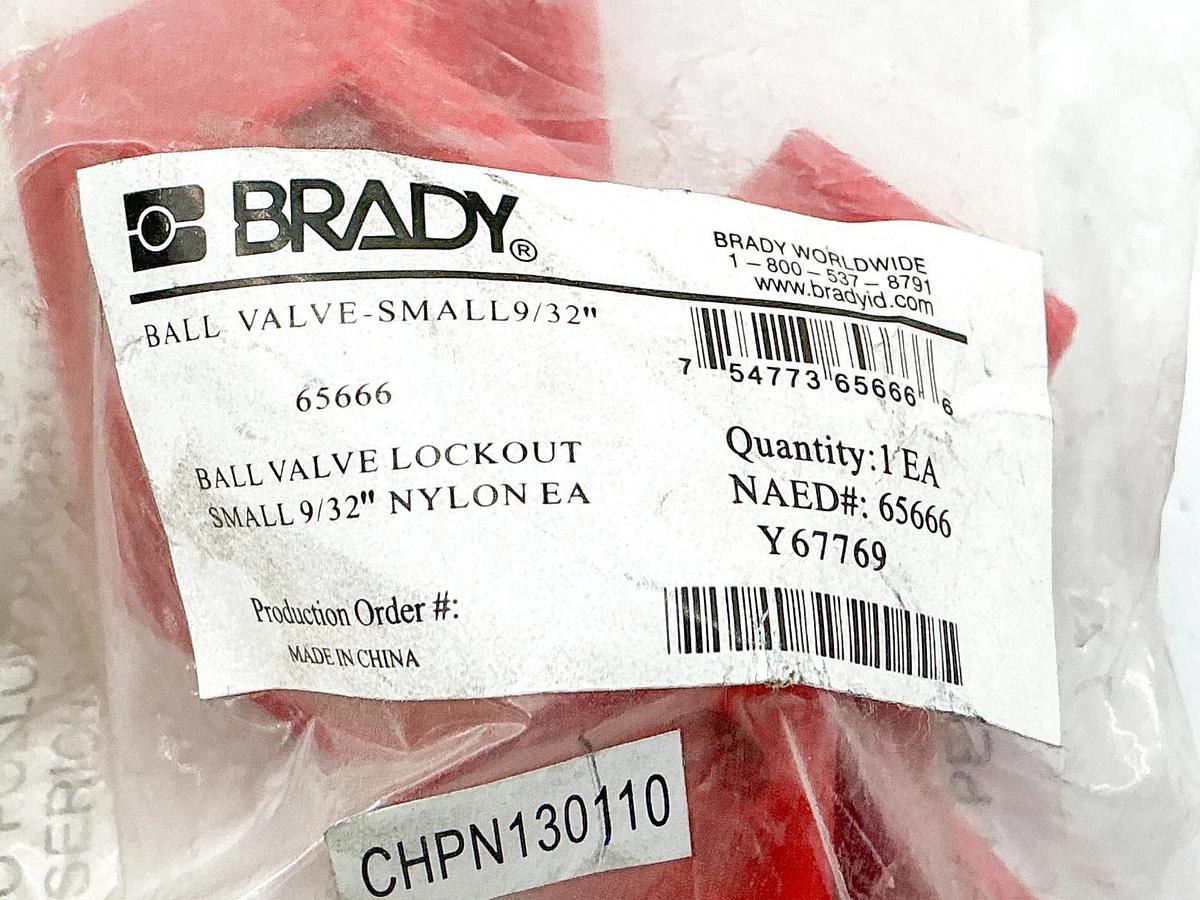 New Lot of 3 Brady 65666 Small Ball Valve Lockout 3/32" Red Nylon Y67769