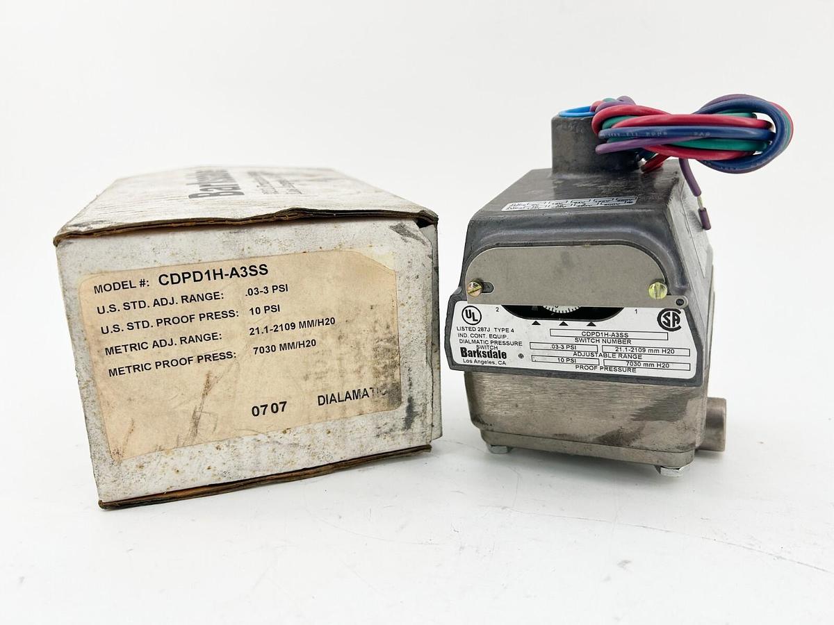 New Barksdale CDPD1H-A3SS Pressure Switch 3PSI 1/8NPT NEMA 4