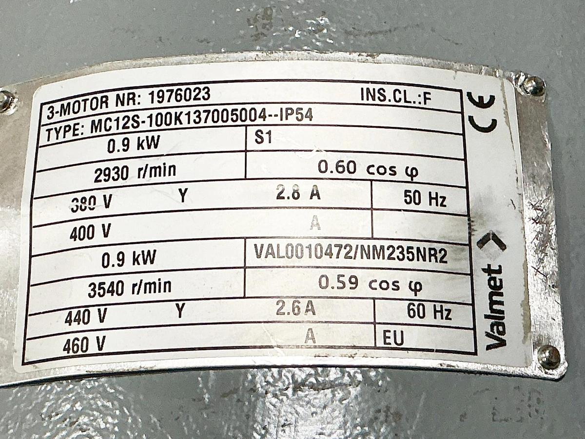 New Valmet MC12S-100K137005004- - IP54 Slitter Motor 460V 2.8A 3540RPM 50/60Hz