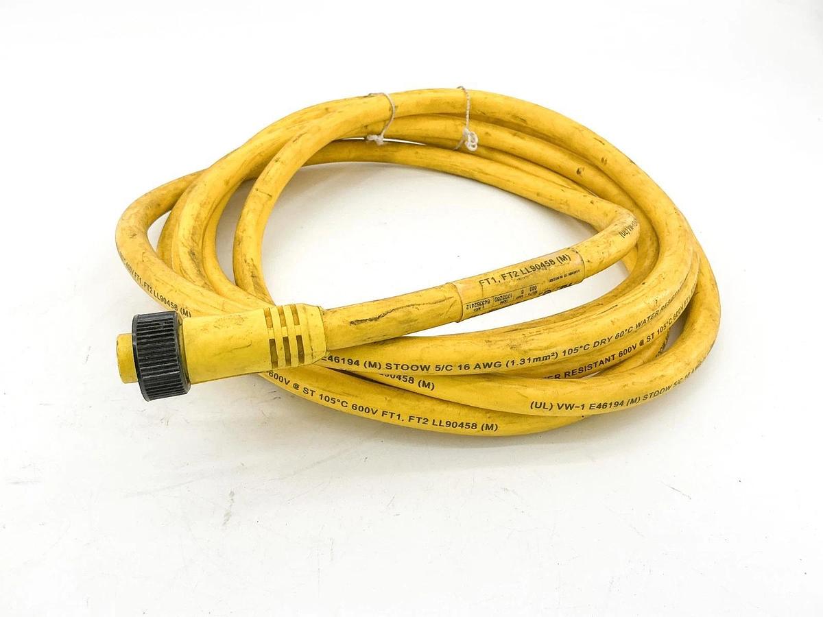 New Woodhead 105000A01F120 Cordset 600V 8A 5Wire Yellow - No Box