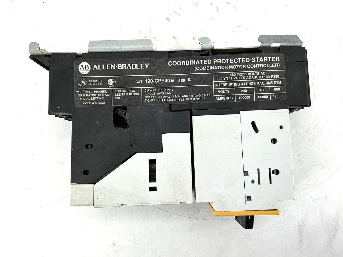 Used Allen Bradley 190-CPS40D Ser A Coordinated Protected Starter 110/120V 190-CPS40*