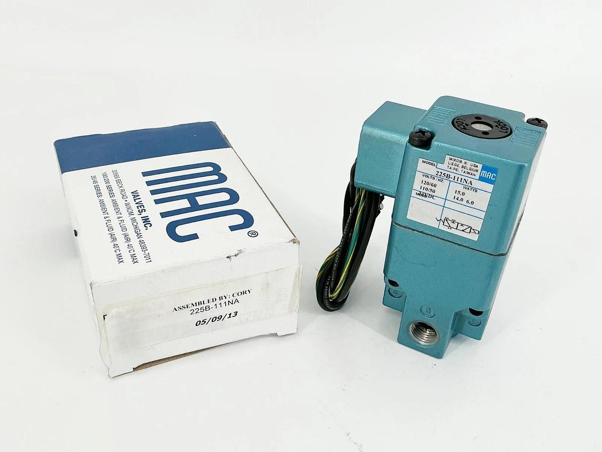 New MAC Valves 225B-111NA Solenoid Valve 110/120V 50/60Hz 15W