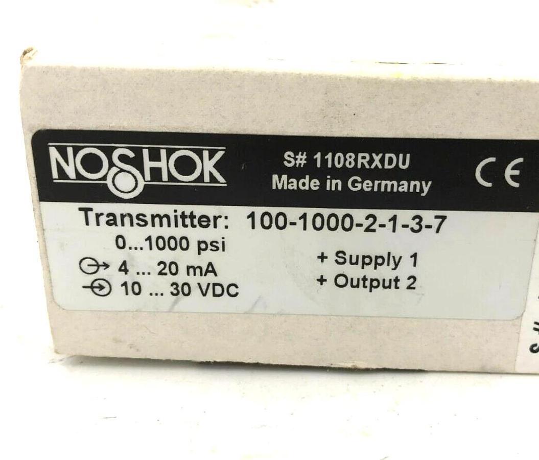 NoShok 100-1000-2-1-3-7 Current Output Pressure Transmitter 0-1000psi 10-30VDC