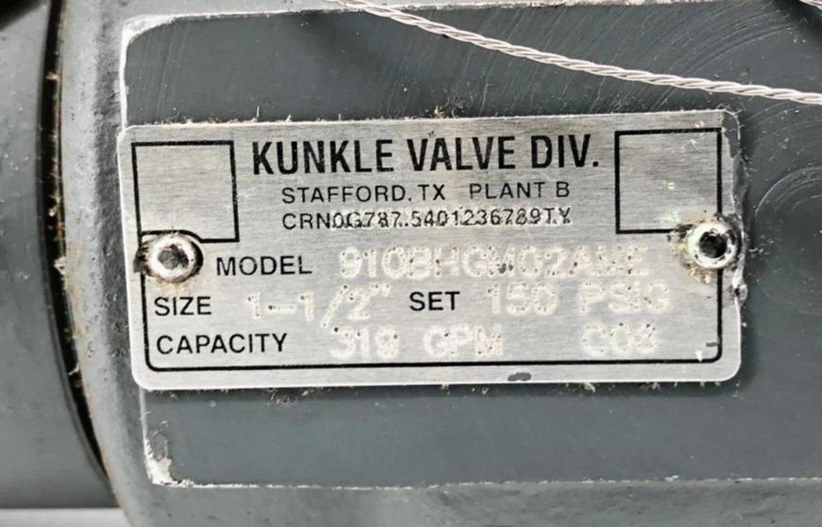 Kunkle 910BHGM02AME Relief Valve 1-1/2" MPT x 2-1/2" FPT Set 150psig - No Box