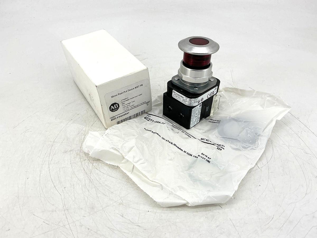 New Allen Bradley 800T-FXQH2RA7 Ser U Push-Pull Device 2Pos Red LED Lamp 12-130V