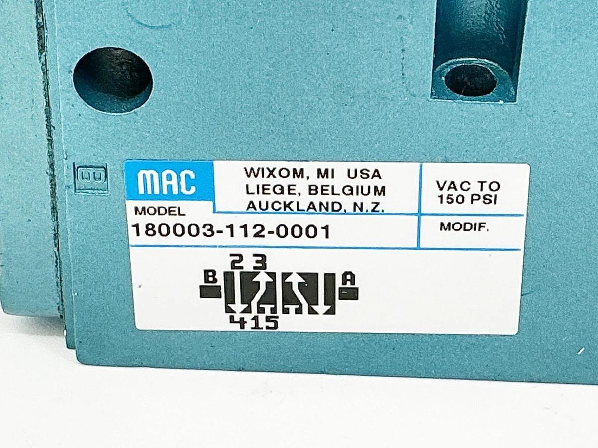 New Mac Valves 180003-112-0001 Solenoid Valve 150PSI